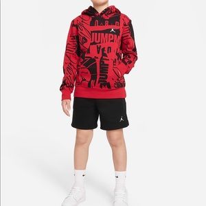 Rare! NIKE JORDAN Basketball Pullover Red And Black Graphic Felpa Hoodie Boys